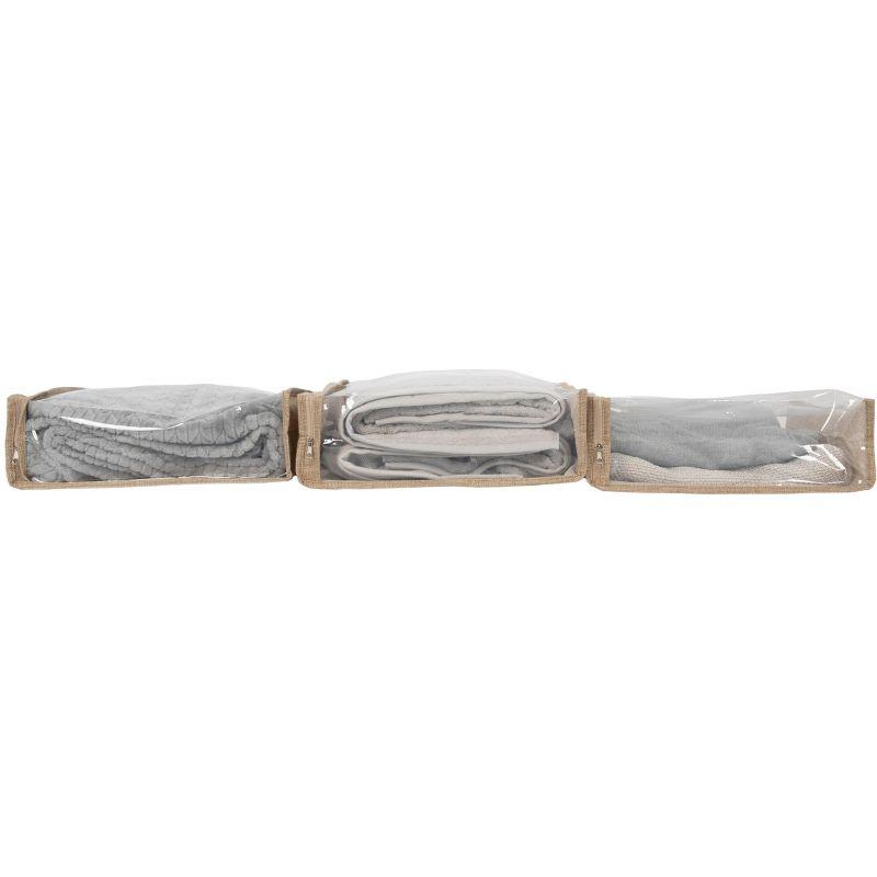 Under Bed Zippered Sweater Storage Bags with Clear Vision Panel, Set of 3, Latte Brown