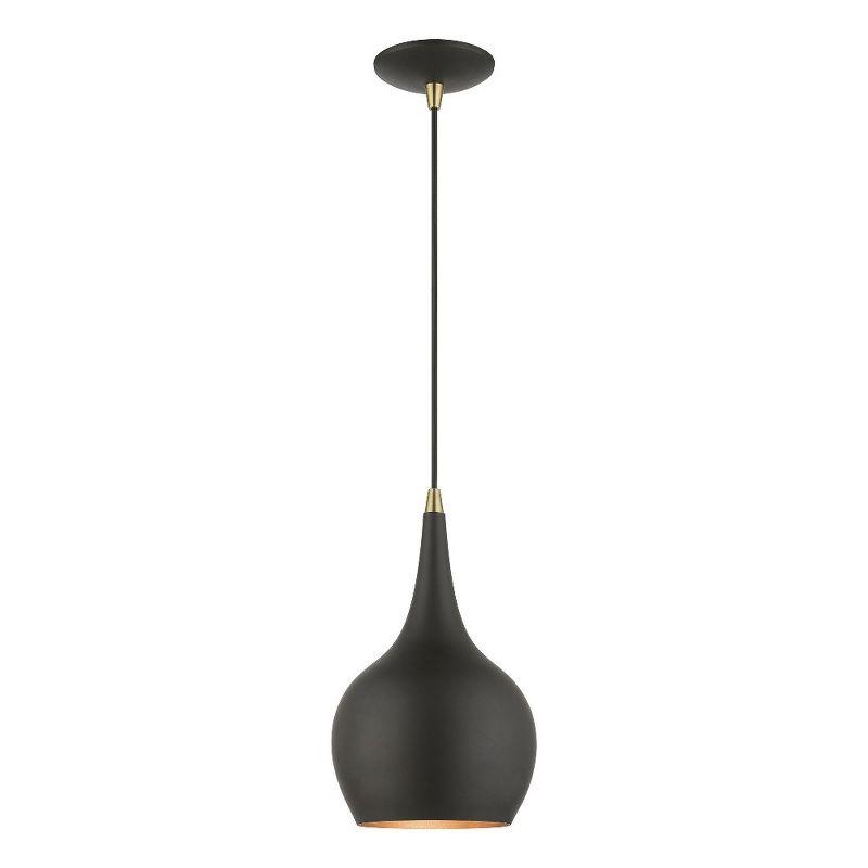 Andes Mini Pendant in Black and Antique Brass with Steel Shade