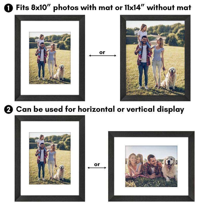 Americanflat Americanflat Picture Frame - Frame with Mat - Wide Molding - Shatter-Resistant Glass