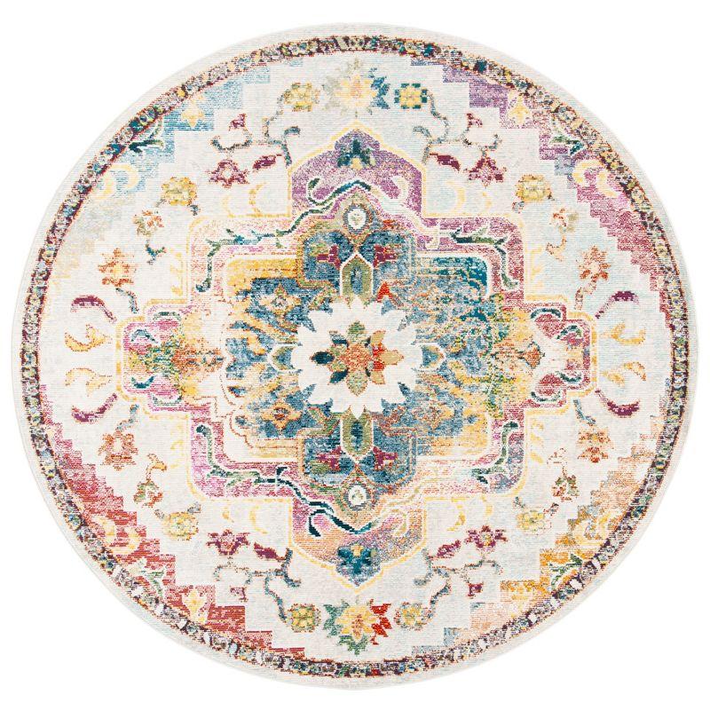 Crystal CRS501 Loomed Indoor Area Rug - Light Blue/Grey - 5'x5' Round - Safavieh