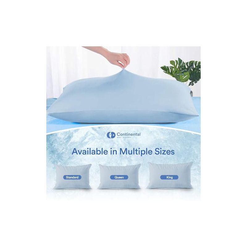 Continental Bedding Cooling Pillow Protector with Zipper Closure - Breathable Polyester/Nylon Fabric Pack of 2 Standard Size