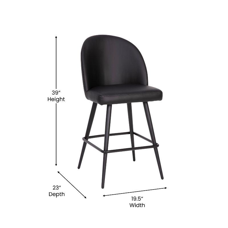 Modern Armless Black Leathersoft Counter Stools with Steel Frame