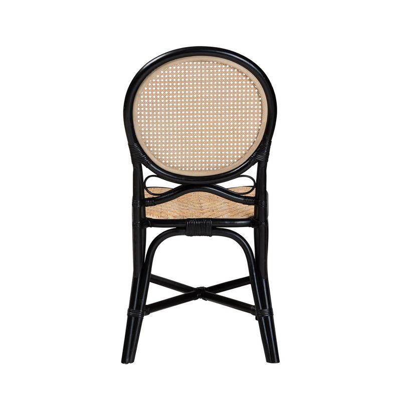 bali & pari Ayana Mid-Century Modern Two-Tone Black and Natural Brown Rattan Dining Chair