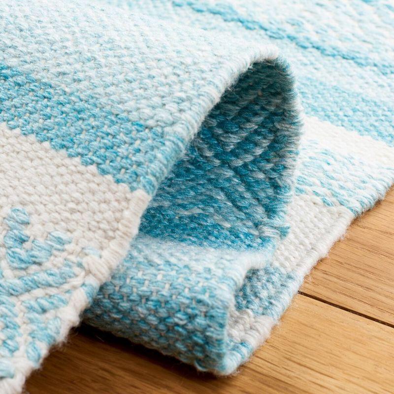 Striped Kilim STK429 Hand Woven Area Rug - Turquoise/Ivory - 4'x6' - Safavieh.
