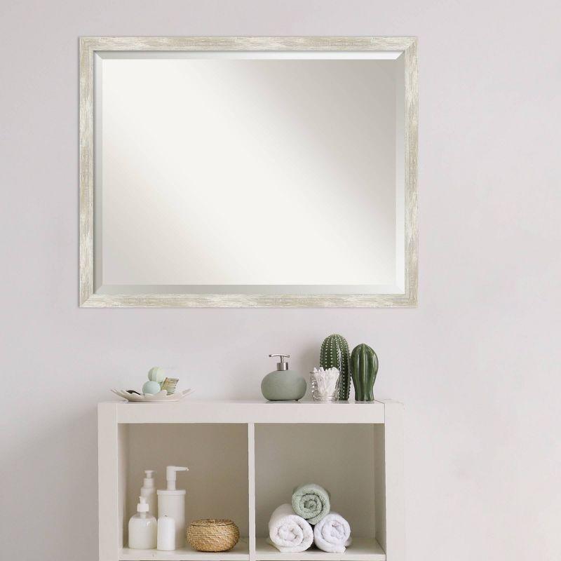 Crackled Metallic Narrow Framed Rectangular Bathroom Vanity Mirror