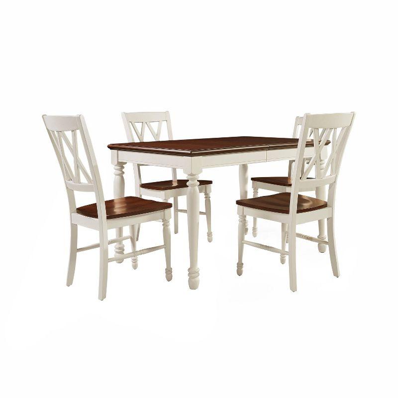 5pc Shelby Extendable Dining Set White - Crosley: Solid Hardwood, Removable Leaf, Seats up to 6