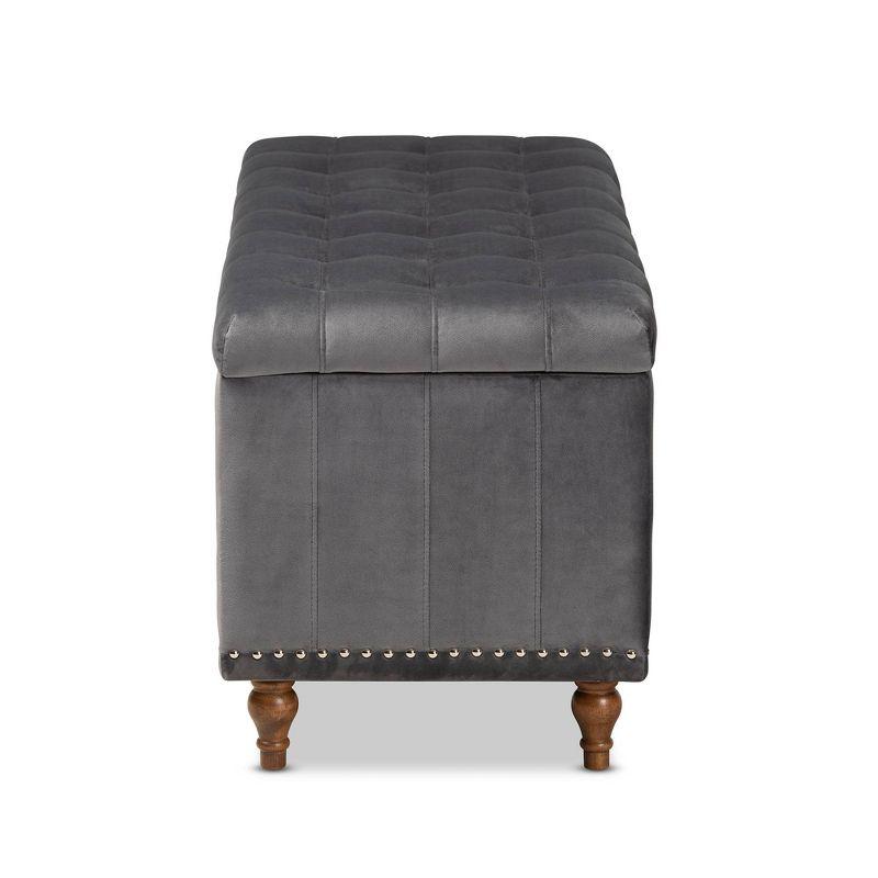 Kaylee Velvet Upholstered Button Tufted Ottoman Bench with Interior Storage - Baxton Studio