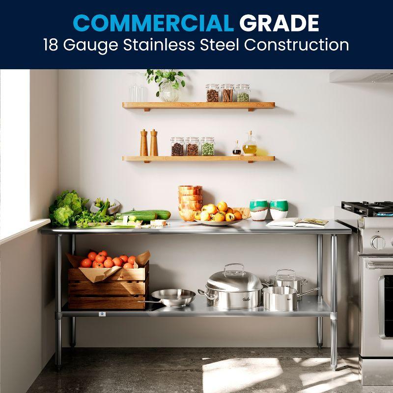 Flash Furniture Woodford NSF Certified Stainless Steel Prep and Work Table with Undershelf