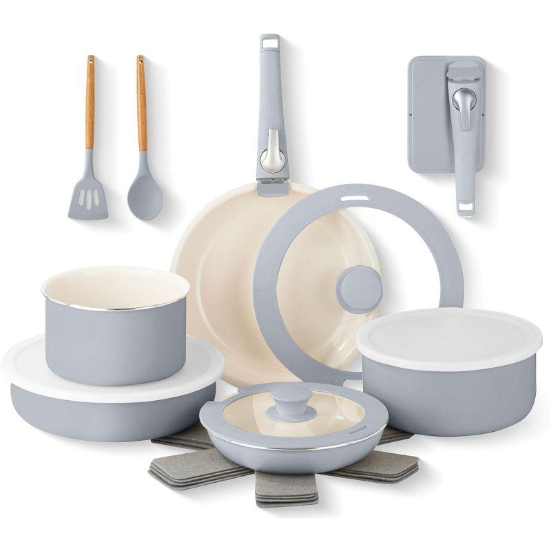 Gotham Steel Gotham Steel 18 Piece Detachable Handle Ceramic Nonstick Cookware Set