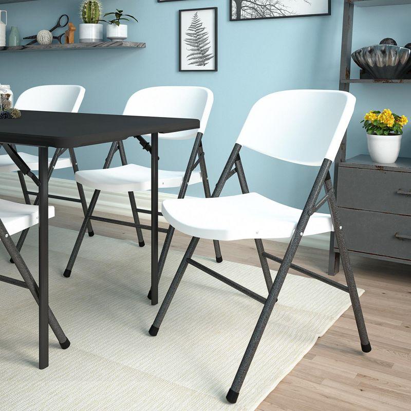 COSCO Commerical Plastic Folding Chairs, 4-Pack, White Speckle