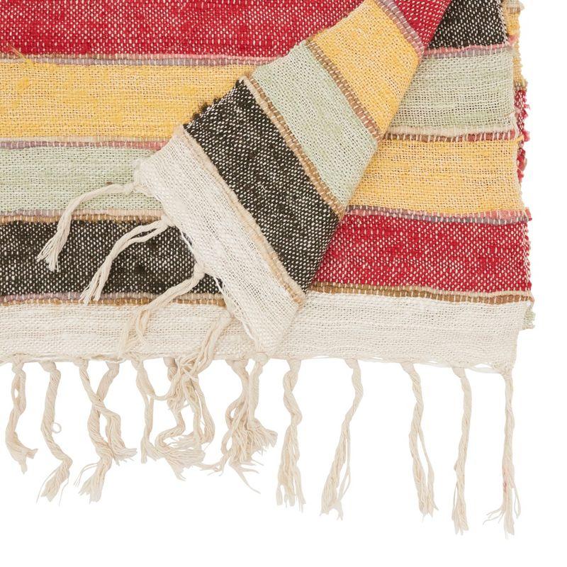 Colorful Cotton Striped Table Runner with Fringe