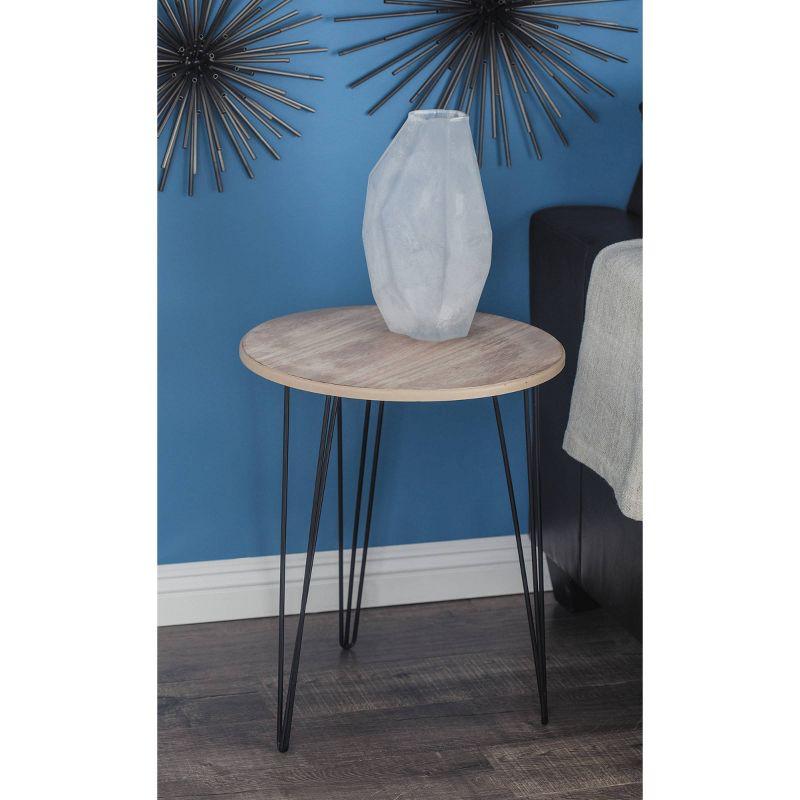 Modern Wood and Metal Accent Table Light Brown - Olivia & May: Compact, Indoor, Easy to Assemble