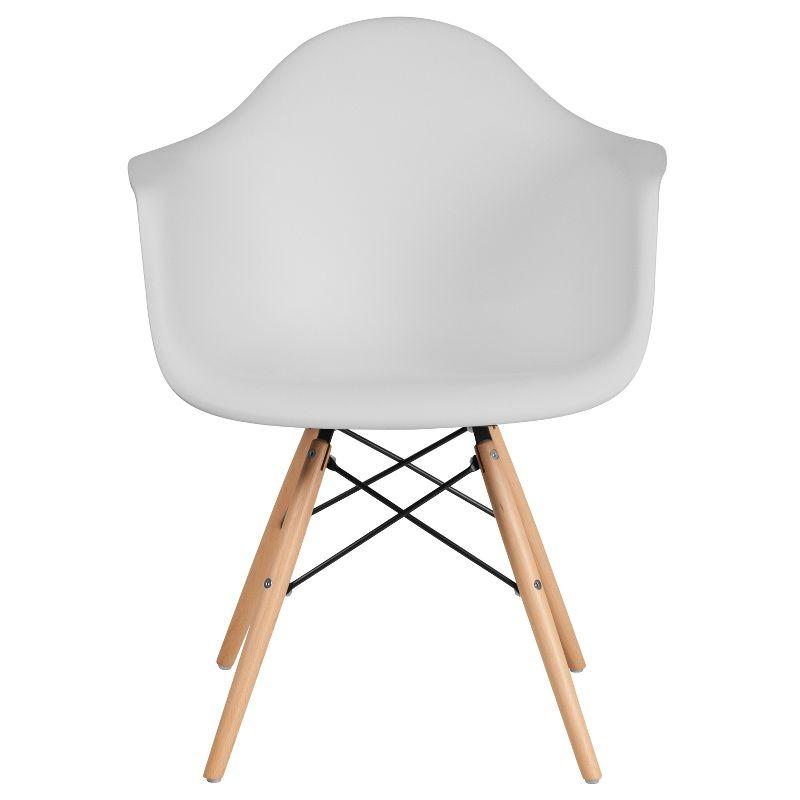 Chic Alonza White Polypropylene Accent Chair with Wooden Legs