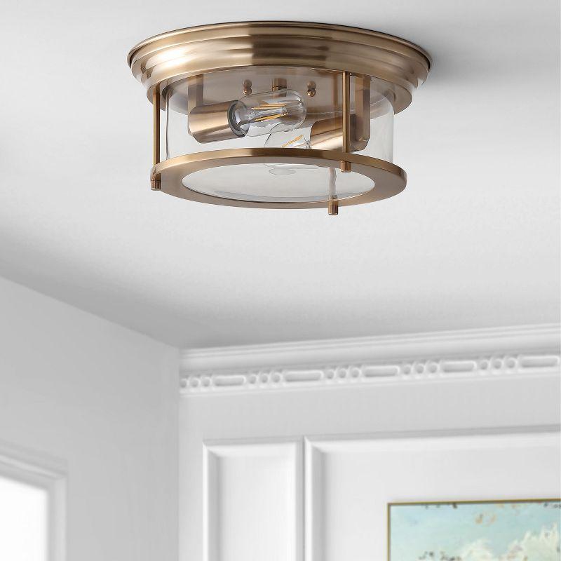 JONATHAN Y Lauren 2-Light Metal/Glass LED Flush Mount