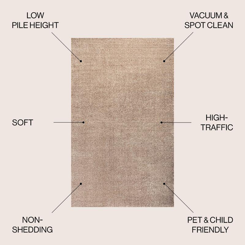 4'x6' Haze Solid Low-Pile Area Rug, Beige - JONATHAN Y
