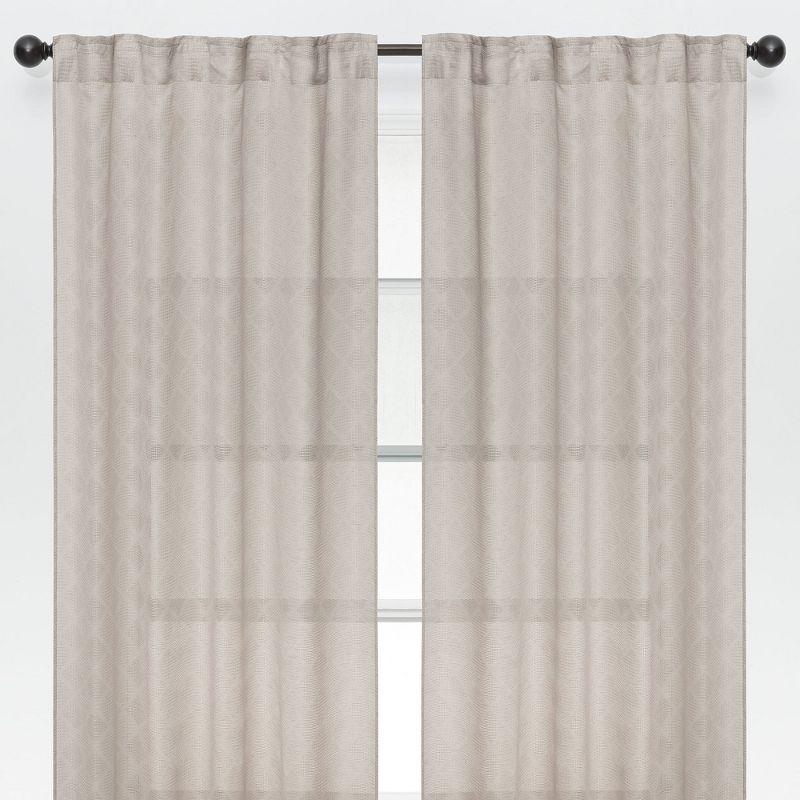 Chanasya 2pk Diamond Textured Semi Sheer Window Curtain Panels - Set of 2 - 52 x 84 Inches Long - Taupe