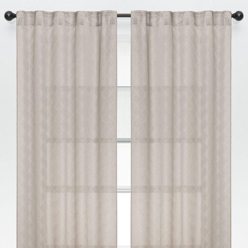 Taupe Extended Sheer Polyester Tab Top Kitchen Drapes