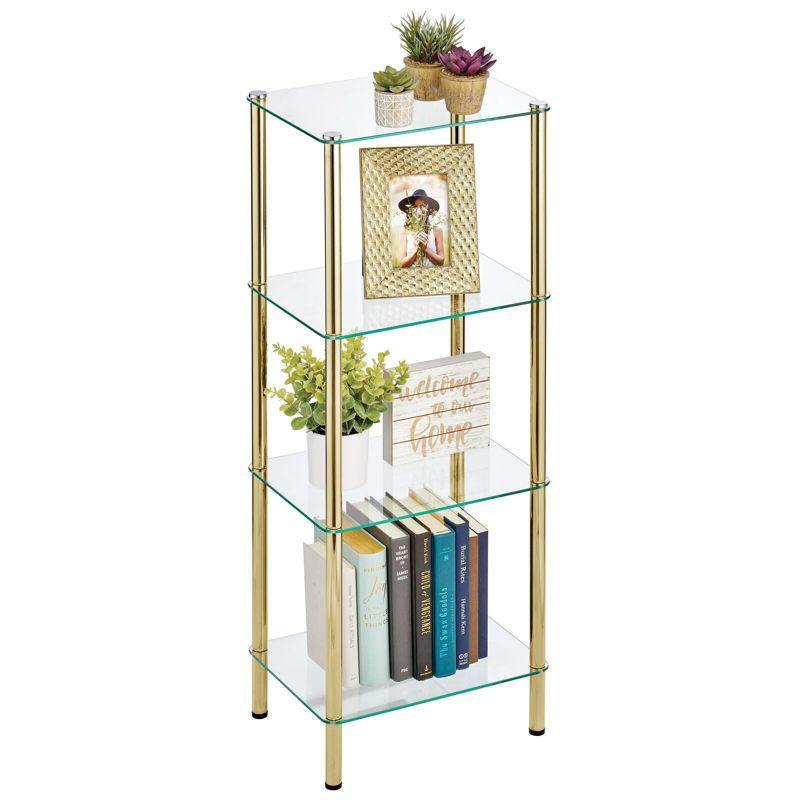 mDesign 4-Tier Glass/Metal Standing Shelf Organizer Display Unit