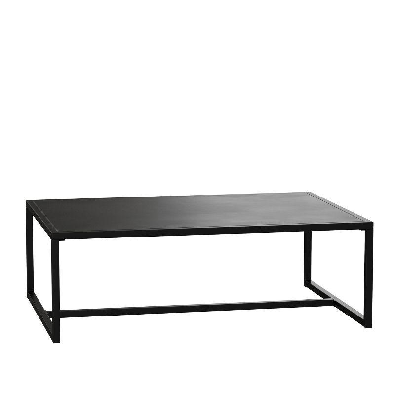 Brock 45" Black Steel Rectangular Outdoor Coffee Table