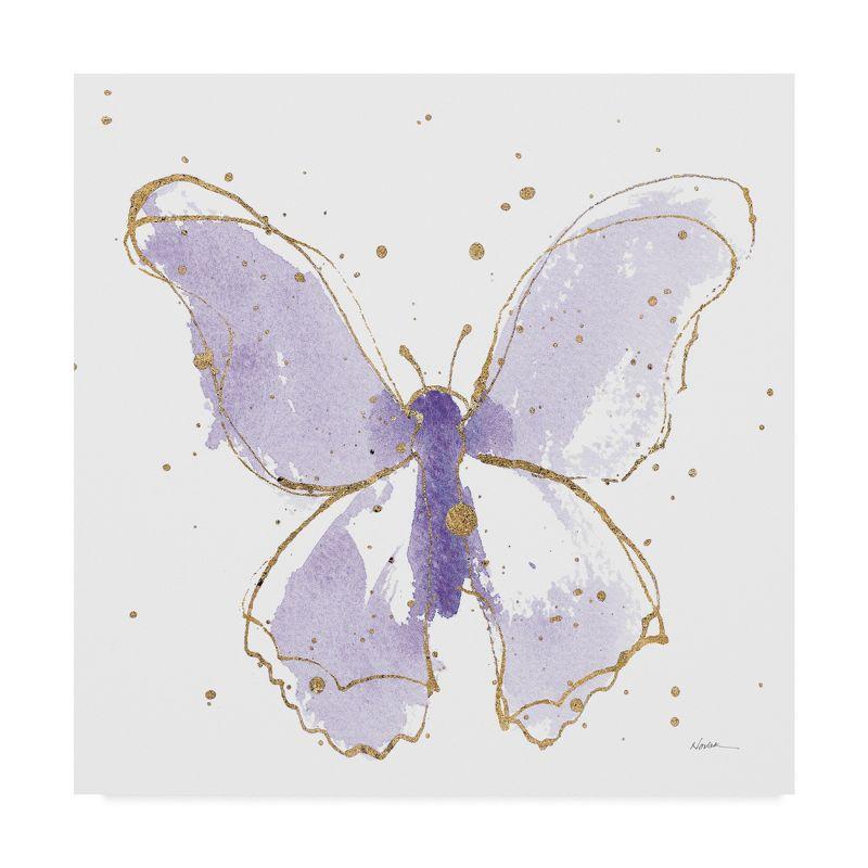 Lavender and Gold Butterfly Framed Canvas Art 14" x 14"