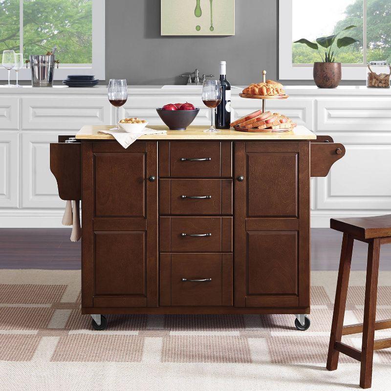 Eleanor Wood Top Kitchen Cart Mahogany/Natural - Crosley