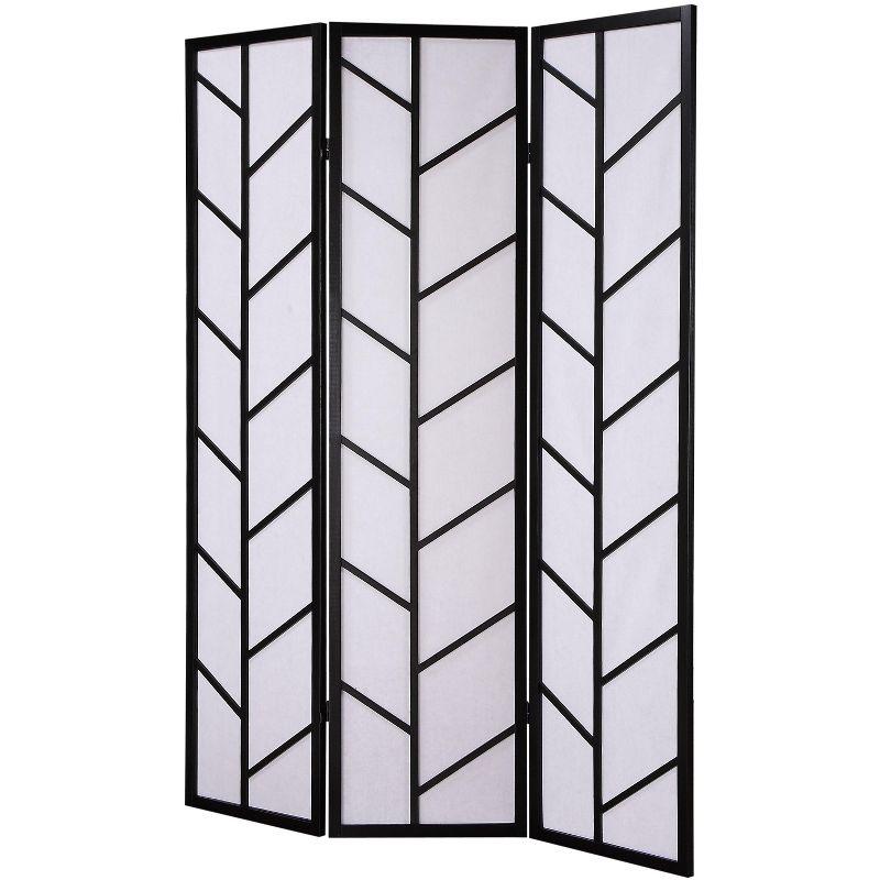 Roundhill Furniture 3-Panel Climbing Screen Room Divider, Black