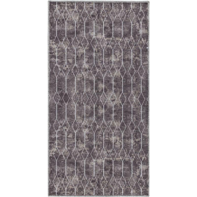 Geometric Machine Washable Polyester/Cotton Area Rug in Mocha