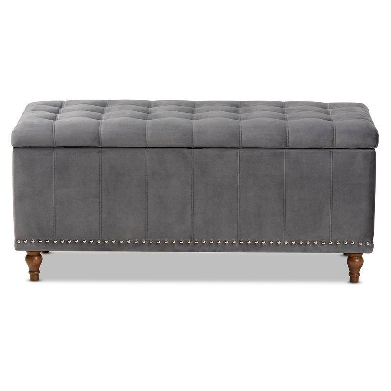Kaylee Velvet Upholstered Button Tufted Ottoman Bench with Interior Storage - Baxton Studio