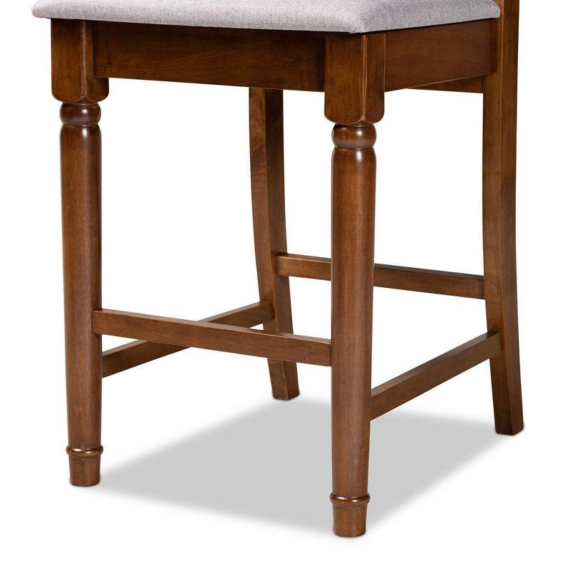 2pc Darcie Wood Counter Height Barstool Set Gray/Brown - Baxton Studio: Upholstered, Oak Frame, Fixed Height