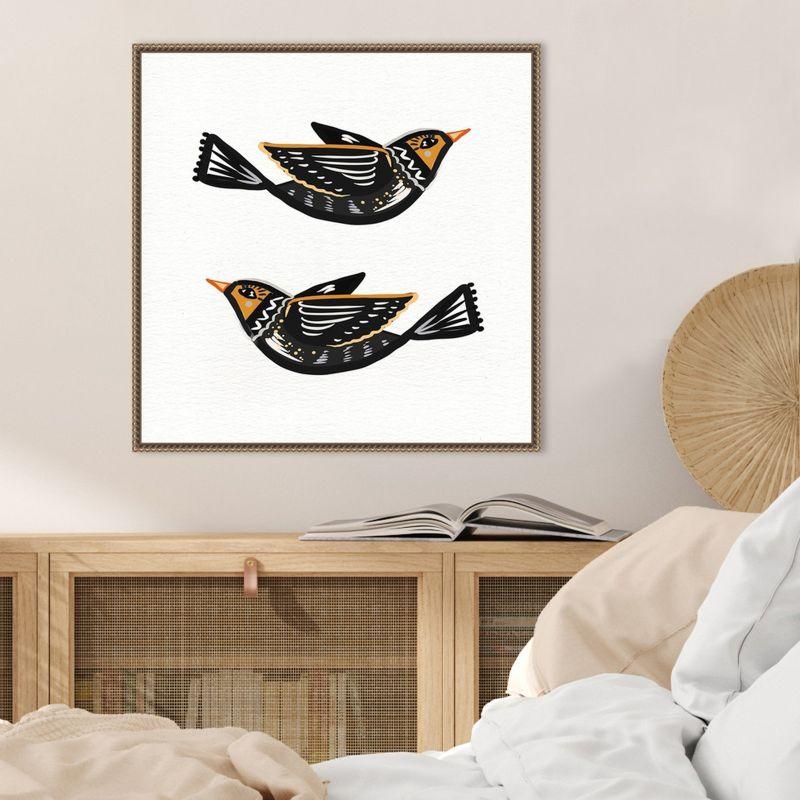 Amanti Art Migration Folk Birds by Ani Del Sol Canvas Wall Art Print Framed 22 x 22-in.