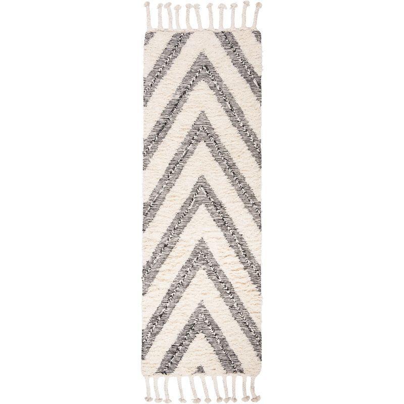 Kenya KNY901 Hand Knotted Runner Rug - Black/Ivory - 2'3"x6' - Safavieh.