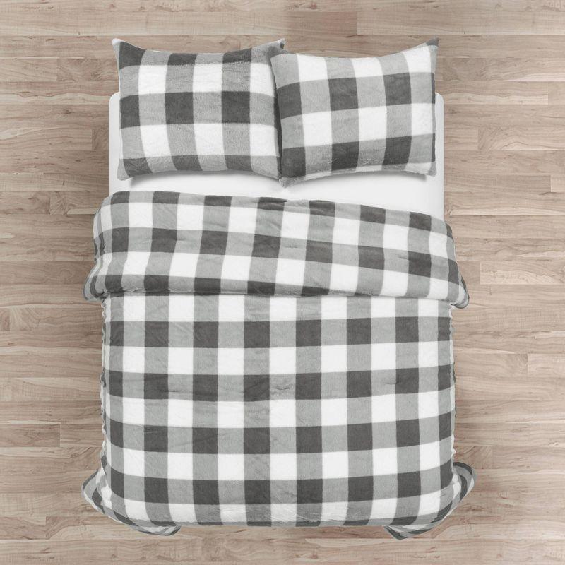 Plaid Faux Fur Microfiber 2 Piece Comforter Set (Set of 2)