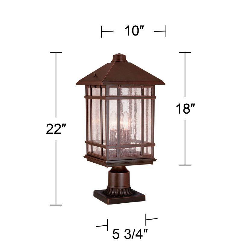 Kathy Ireland Sierra Rustic Outdoor Post Light Rubbed Bronze with Pier Mount Adapter 22" Seedy Glass Panels for Exterior Barn Deck House Porch Yard