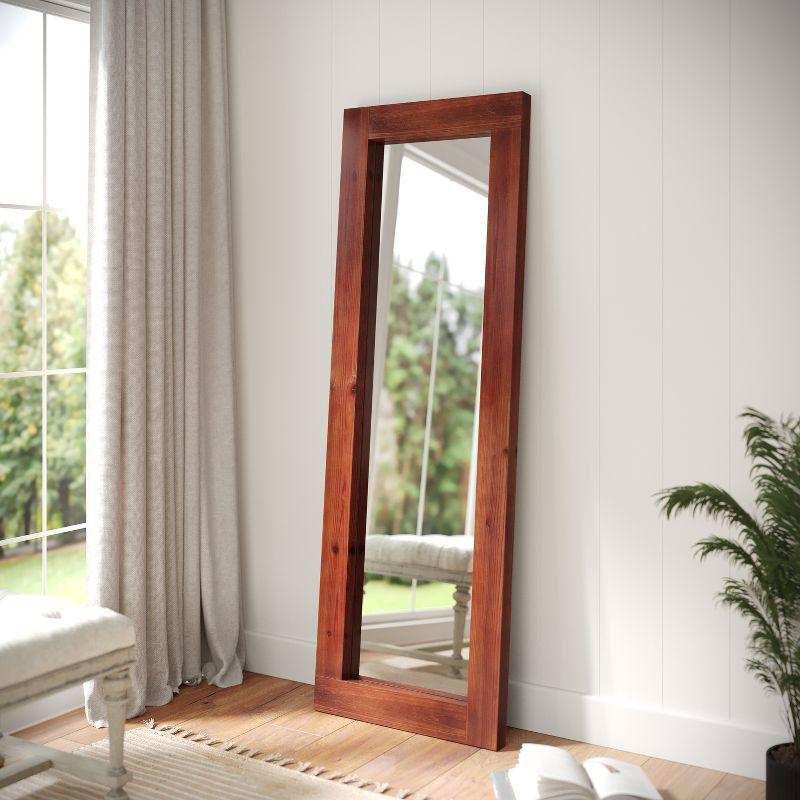 Flash Furniture Graham Full Length Mirror, Wall Mounted or Wall Leaning, Rustic Solid Wood Frame