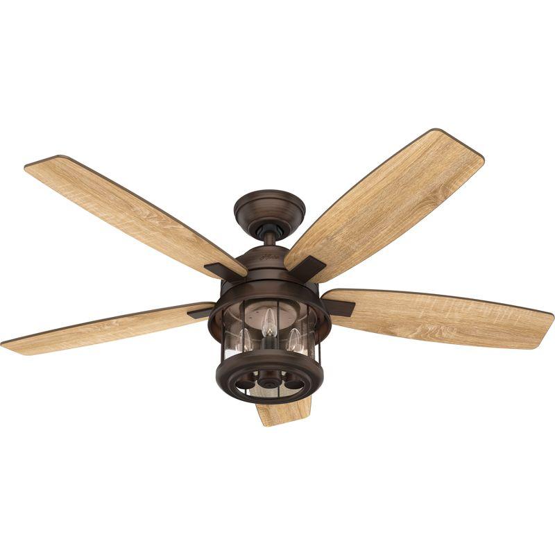 52" Coral Bay 5 - Blade Outdoor Standard Ceiling Fan with Remote Control and Light Kit Included