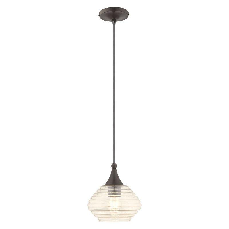 Livex Lighting Art Glass 1 - Light Pendant in  English Bronze