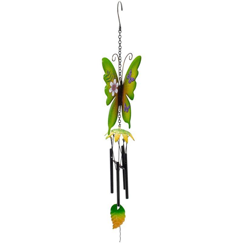 Northlight 15.75" Green Metal Butterfly Outdoor Garden Windchime