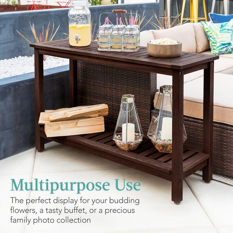 Best Choice Products 48in 2-Shelf Indoor Outdoor Wooden Console Table Multifunctional Buffet Bar Storage - Espresso