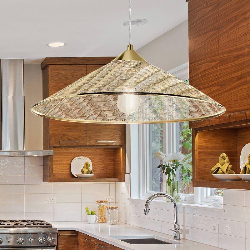 Adhvay 20"W 1-Light Gold Punched Metal Pendant Light