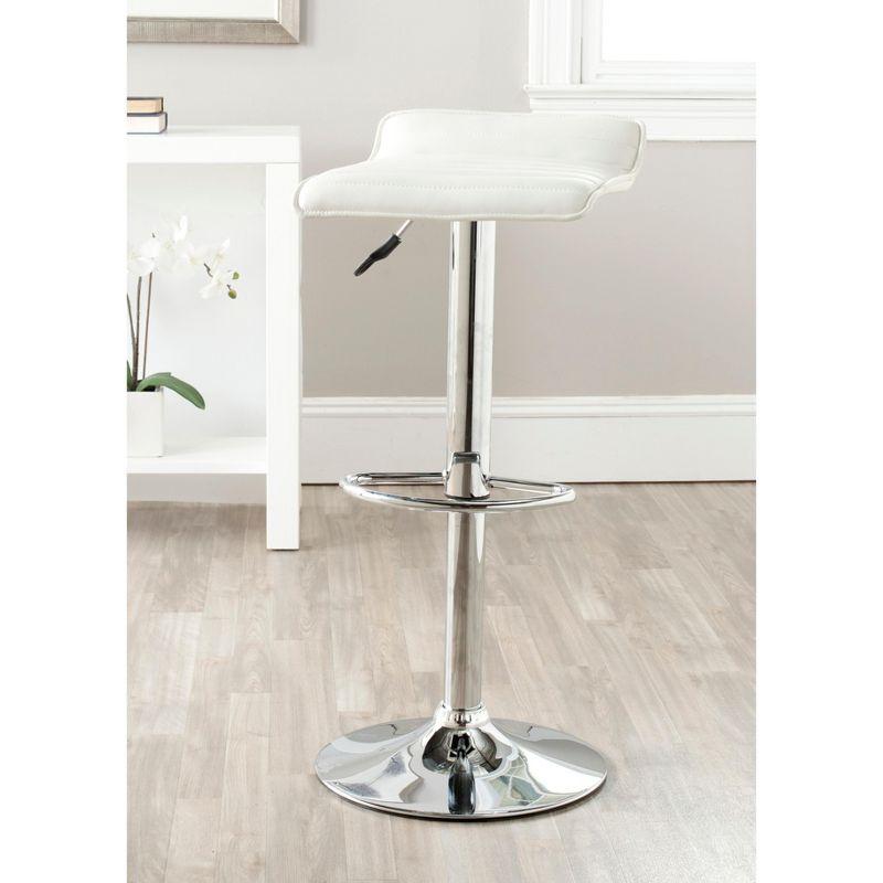 Kemonti White Adjustable Swivel Bar Stool with Chrome Base