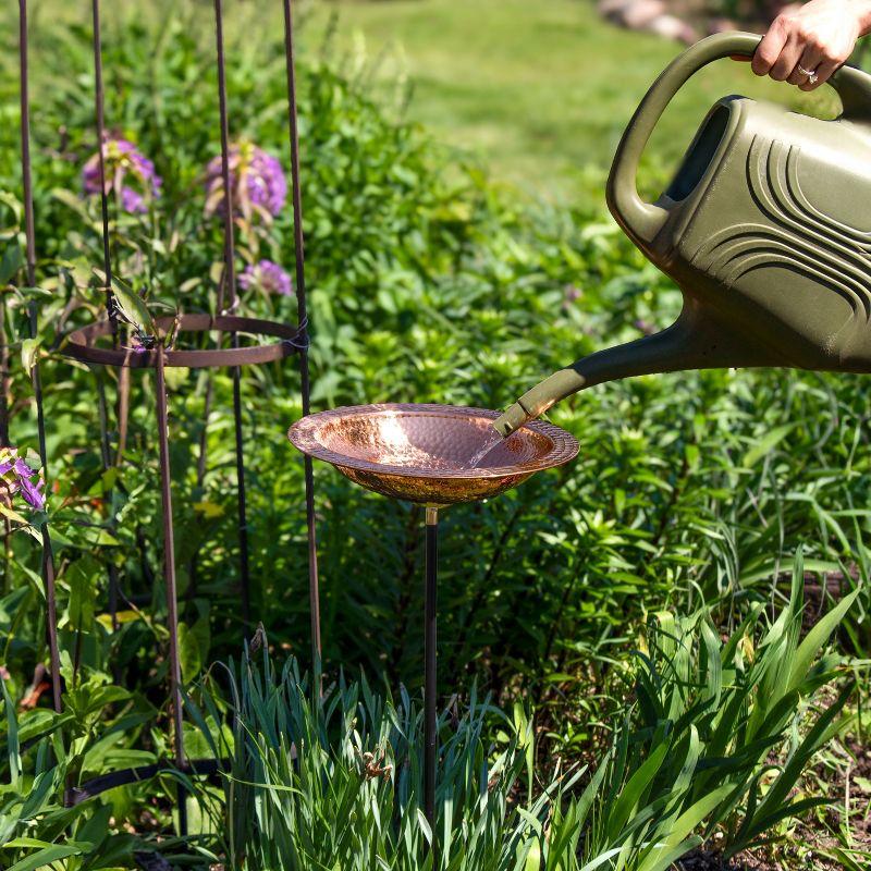 Sunnydaze Outdoor Hand-Hammered Standing Bird Bath or Bird Feeder with Stake - Copper - 33" H