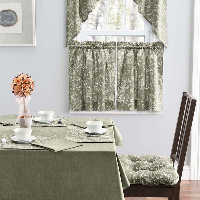 Ellis Curtain Lexington Leaf Pattern on Colored Ground Tailored Swags 56"x36" Sage