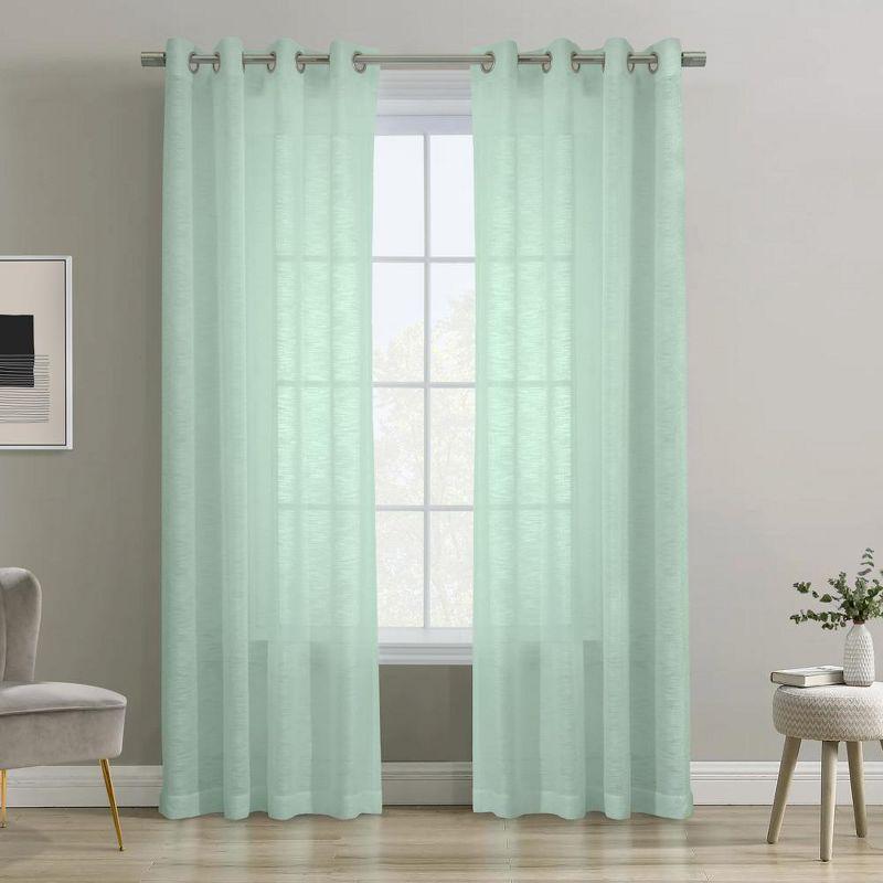 Habitat Boucle Sheer Premium Stylish and Functional Grommet Curtain Panel 52" x 95" Surf Spray