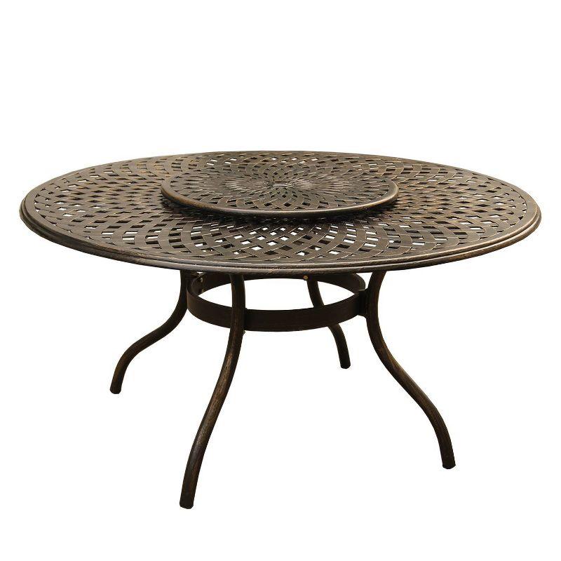 7pc Outdoor Dining Set: UV-Resistant Aluminum Patio Furniture with Lazy Susan - Oakland Living