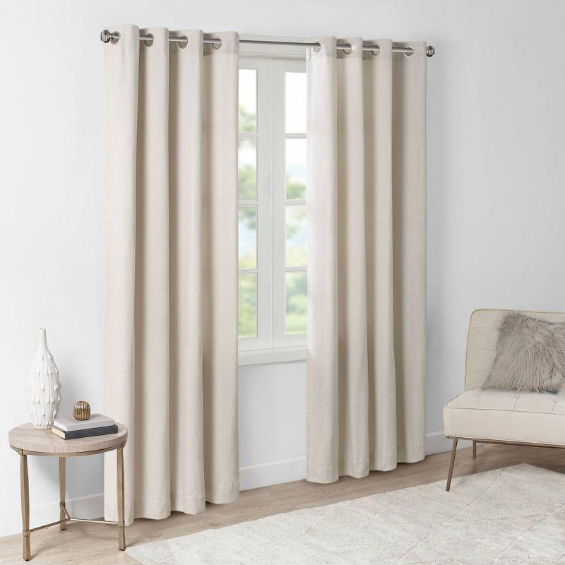 Off-White Extended Grommet Top Light Filtering Drapes