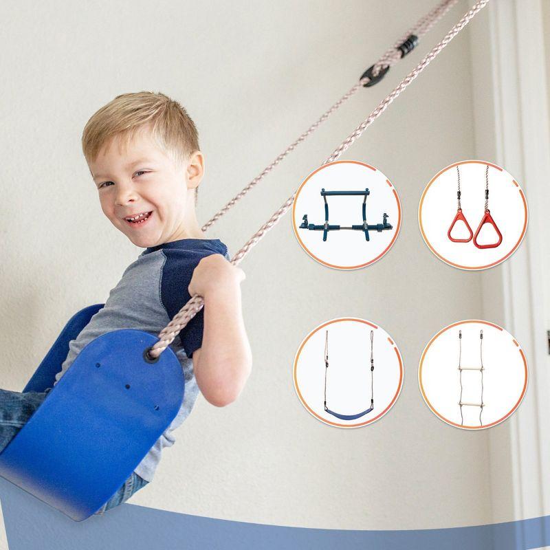 Gym1 4-Piece Deluxe Indoor Doorway Gym Set for Kids | Includes Swing Chair, Pull-Up Bar, Rings & Ladder