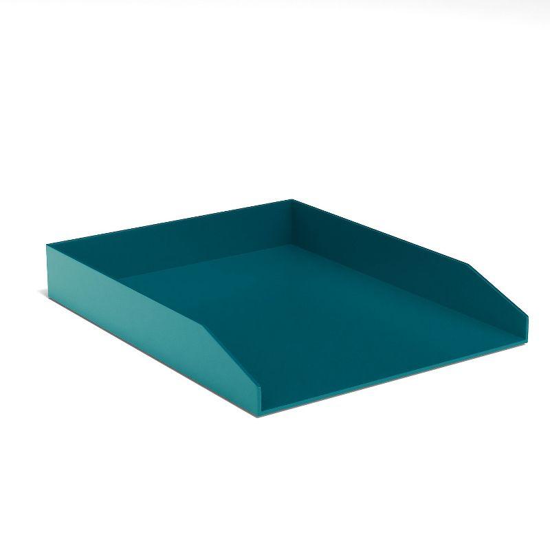 Teal Front Load Stackable Plastic Letter Tray