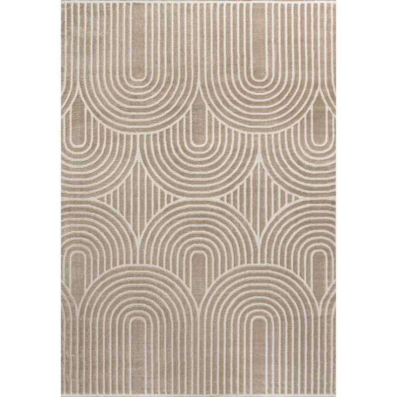 JONATHAN Y Ariana MidCentury Art Deco Striped Arches Two-Tone High-Low Area Rug