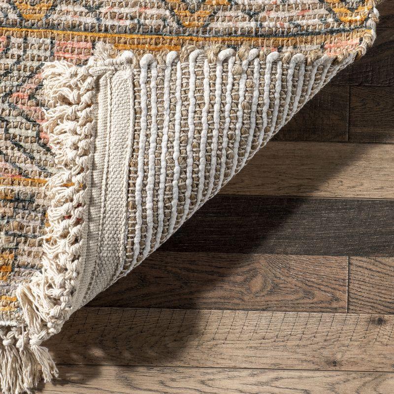 Nuloom Hermina Abstract 8x10 Jute Indoor Area Rug for Dining Room Rug Neutral Rug Living Room Rug Kitchen, Multicolor/Ivory