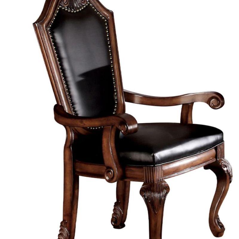 Chateau De Ville Luxe Black Faux Leather & Cherry Accent Chair